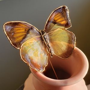 Butterfly pin.  18kt gold dipped piping.